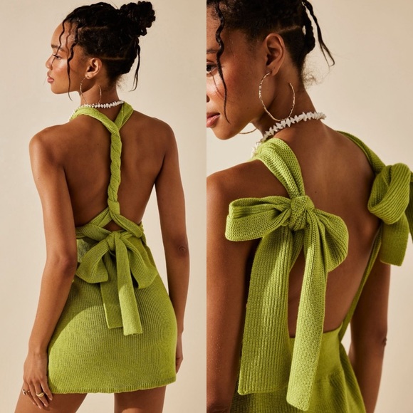 Free People Orchid Convertible Low-Back Mini Dress Knit Free-est Black Large NWT - Picture 2 of 10